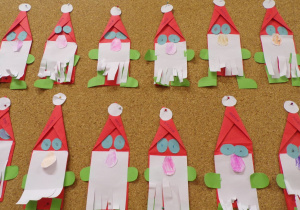 Papierowe Mikołaje składanie z papieru - grupa Żabek